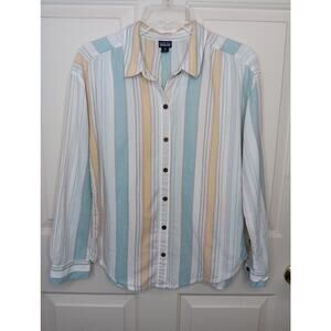 Patagonia Shirt Women XS Button Up Long Sleeve Lightweight Organic Cotton Stripe